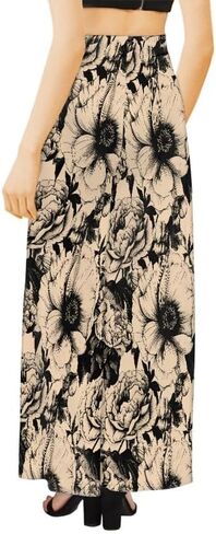 Ditsy Floral Women Casual High Waisted Palazzo Pants, Solid Color Comfy Work Long Straight Suit Pants, Long Wide Leg in Kuwait