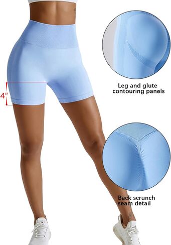 UONNOU سراويل نسائية مقاس 7 بوصات/5 بوصات/4 بوصات بدون خياطة عالية الخصر قابلة للتمدد لرفع المؤخرة والجري والصالة الرياضية والتمارين الرياضية واليوجا in Kuwait
