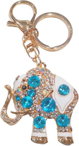 Fuqimanman2020 Colorful Crystal Lucky Elephant Opal Keychain for Everyone, Purse Accessories, Good Luck Protection Charm Gift in Saudi Arabia