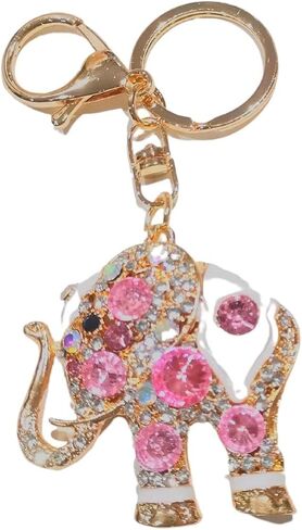 Fuqimanman2020 Colorful Crystal Lucky Elephant Opal Keychain for Everyone, Purse Accessories, Good Luck Protection Charm Gift in Saudi Arabia