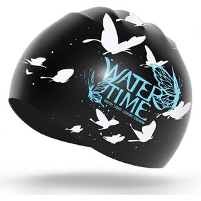 WATERTIME Mermaid Series Professional Silicone Swimming Cap: Enlarged Design for Long Hair, No Head Tightening in Saudi Arabia