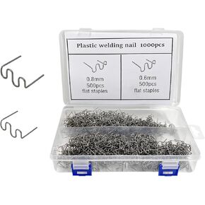 1000 PCS Staples Hot Staples قضبان اللحام المصد ، 0.6 مم 0.8 مم مصد إصلاح مجموعة اللحام البلاستيكية ، وسلك اللحام الأساسي الساخن على شكل الموجة المعدنية لإصلاح الماكينة ، وملحقات السيارات in Kuwait