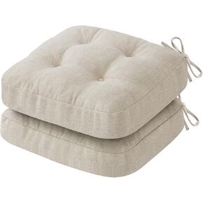 Chair Cushions, Memory Foam Dining Chair Cushions, Tufted Indoor Chair Pads, Set of 4, 16.5' x 16.5' x 3.5', Beige in Saudi Arabia