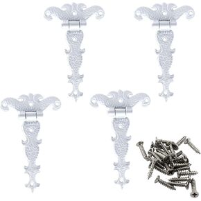 4pcs T Strap Hinges, Decorative Tee Hinge, White Barn Door Hinges, Zinc Alloy T Hinge for Wood Fence Swing Gate Windows, 4.4" x 2.7" in Kuwait