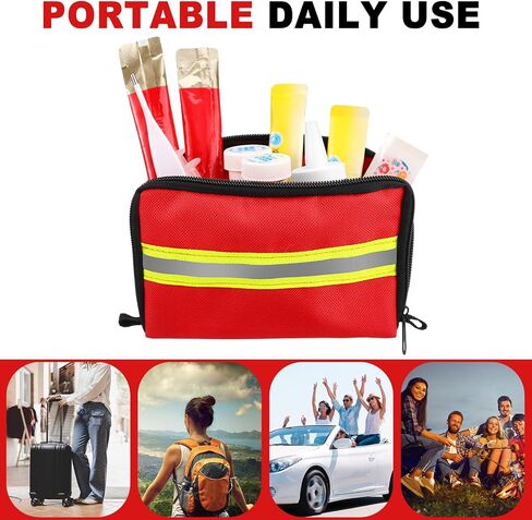 6 Pcs Mini First Aid Kit Empty Bag 5.91 x 3.94 x 1.57 Inch Travel First Aid Kit Pouch Bag with Reflecting Strips Zippered for Emergency Car Home Office Kitchen Sport Outdoors Camping Hiking in Saudi Arabia
