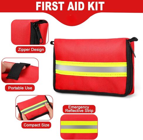 6 Pcs Mini First Aid Kit Empty Bag 5.91 x 3.94 x 1.57 Inch Travel First Aid Kit Pouch Bag with Reflecting Strips Zippered for Emergency Car Home Office Kitchen Sport Outdoors Camping Hiking in Saudi Arabia