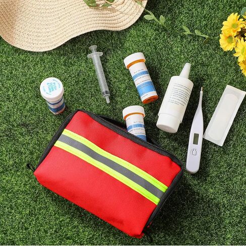 6 Pcs Mini First Aid Kit Empty Bag 5.91 x 3.94 x 1.57 Inch Travel First Aid Kit Pouch Bag with Reflecting Strips Zippered for Emergency Car Home Office Kitchen Sport Outdoors Camping Hiking in Saudi Arabia