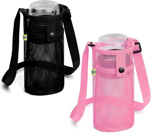Extra Large Water Bottle Holder with Strap Crossbody Water Bottle Carrier Water Bottle Sling Portable Water Bottle Sleeve with Pocket for Hiking, Gym, Travel(Black/Grey) in Saudi Arabia