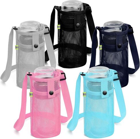 Extra Large Water Bottle Holder with Strap Crossbody Water Bottle Carrier Water Bottle Sling Portable Water Bottle Sleeve with Pocket for Hiking, Gym, Travel(Black/Grey) in Saudi Arabia