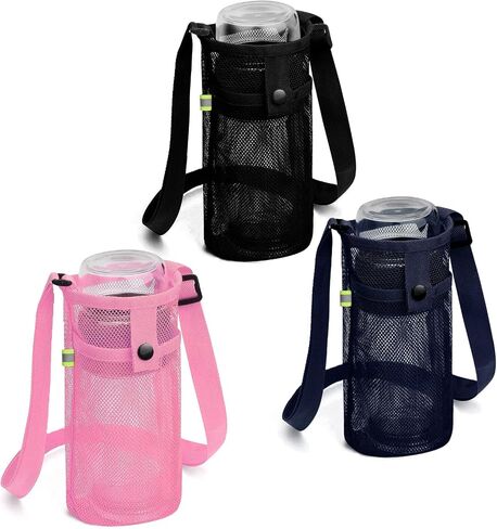 Extra Large Water Bottle Holder with Strap Crossbody Water Bottle Carrier Water Bottle Sling Portable Water Bottle Sleeve with Pocket for Hiking, Gym, Travel(Black/Grey) in Saudi Arabia