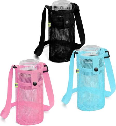 Extra Large Water Bottle Holder with Strap Crossbody Water Bottle Carrier Water Bottle Sling Portable Water Bottle Sleeve with Pocket for Hiking, Gym, Travel(Black/Grey) in Saudi Arabia