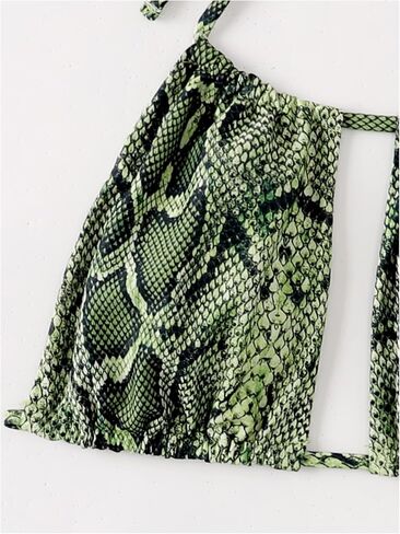 WDIRARA Women's Snakeskin Animal Print String Bikini Set Sexy Cut Out 2 Piece Halter Swimsuit Thong Bathing Suit in Saudi Arabia