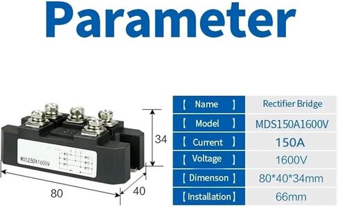 1PC MDS150A 3-Phase Diode Bridge Rectifier 150A Amp 1600V Copper 150 Celsius 80x40x33mm Metal Case Diode Bridge Control in Kuwait