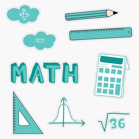 Teal Math School Subject Pack Sticker Vinyl Waterproof Sticker Decal Car Laptop Wall Window Bumper Sticker 5" in Saudi Arabia