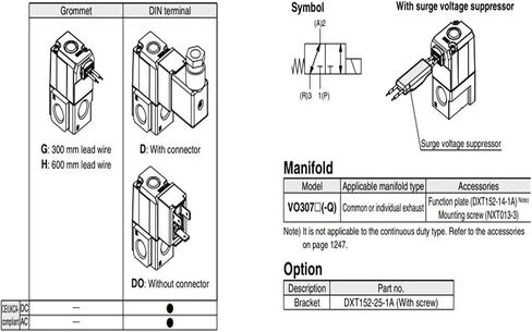 3 Port Solenoid Valve Type Type VT307 Series VT307V-5DZ1-01/VT307V-5DZ1-02/VT307-4DZ1-01/VT307-4DZ1-02 (VT307-5DZ1-01-F) in Saudi Arabia