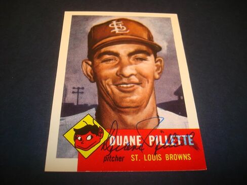 Duane Pillette 1991 Topps 1953 Archives #269 Browns Signed Authentic Auto TD - Autographed Baseball Cards in Saudi Arabia