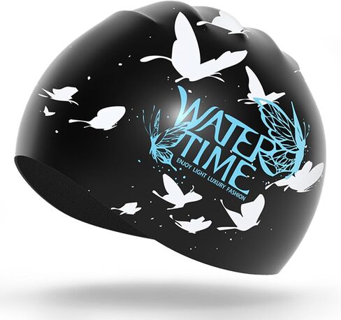 WATERTIME Mermaid Series Professional Silicone Swimming Cap: Enlarged Design for Long Hair, No Head Tightening in Kuwait