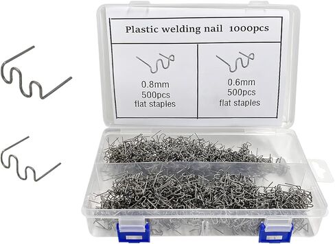 1000 PCS Hot Staples Bumper Welding Rods, 0.6mm 0.8mm Bumper Repairing Plastic Welding Kit, Metal Wave Shape Hot Staple Welding Wire for Machine Repair, Car Accessories in Kuwait