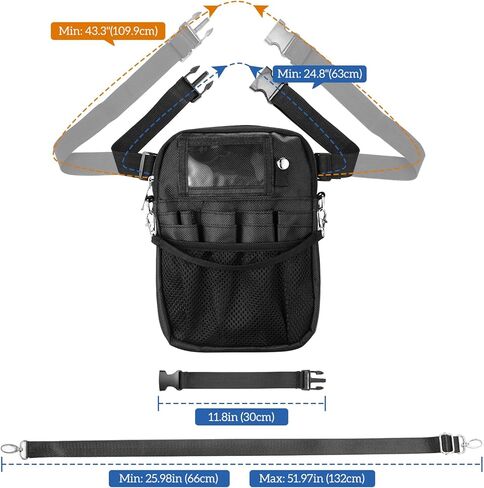 ProCase Nurse Fanny Pack, Lightweight Utility Organizer Pouch for Medical Supplies, Stethoscope, Scissors for RN EMT -Black, Large in Kuwait