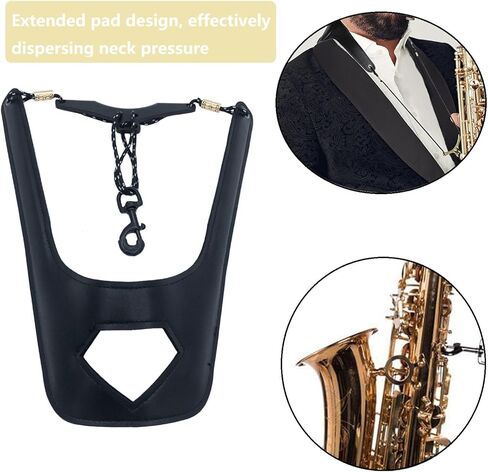 Saxophone Neck Strap, Less-Stress Leather Sax Strap with Plastic Beam and Metal Swivel Hook, Adjustable Saxophone Padded Strap for Alto Tenor Baritone Soprano Saxophone in Saudi Arabia