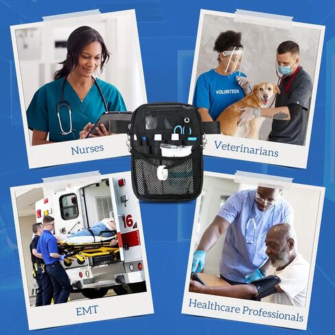 ProCase Nurse Fanny Pack, Lightweight Utility Organizer Pouch for Medical Supplies, Stethoscope, Scissors for RN EMT -Black, Large in Kuwait