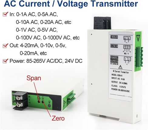 AC Current Transmitters 220VAC Power Supply 1000V AC Voltage Transducer Sensor 0-1A 5A 10A 20A AC 4-20mA Output(0-1A AC in_0-10V) in Saudi Arabia