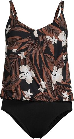Lands' End Women's Chlorine Resistant Smoothing Control Blouson Fauxkini One Piece Swimsuit in Saudi Arabia