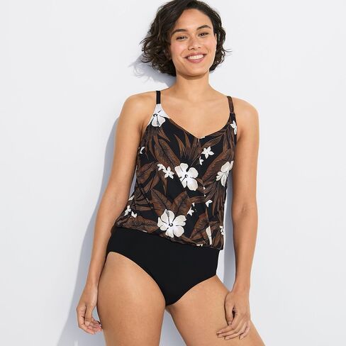 Lands' End Women's Chlorine Resistant Smoothing Control Blouson Fauxkini One Piece Swimsuit in Saudi Arabia