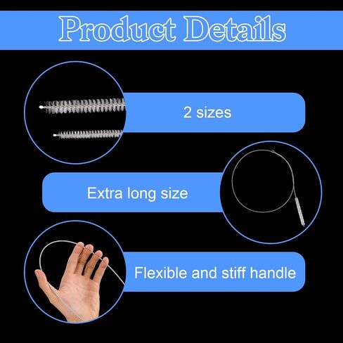 4PCs Tube Brush Cleaner, Extra Long Flexible Straw Cleaner Brush, Stainless Steel Handle Drain Brushes, Suitable for Refrigerator, Kitchen Drain Hole Clearance, Fish Tank Drainage (100cm/39.37In) in Saudi Arabia