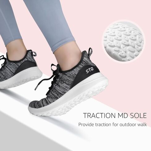 STQ Women's Walking Shoes Lightweight Running Tennis Shoes Non-Slip Comfortable Breathable Workout Gym Sports Athletic Orthopedic Sneakers Navy Purple 9.5 in Saudi Arabia