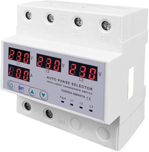 100A 3 Phase 3P+N DIN Rail Phase محدد قابلة للتعديل وتحت الجهد حماية حماية الحامي in Kuwait