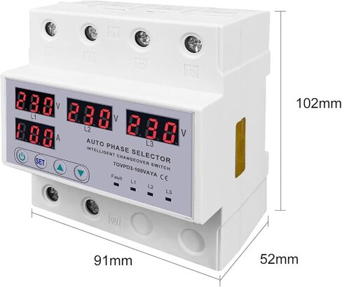 100A 3 Phase 3P+N DIN Rail Phase محدد قابلة للتعديل وتحت الجهد حماية حماية الحامي in Kuwait