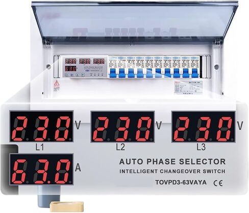 100A 63A 3 Phase 3P+N DIN Rail Phase محدد قابل للتعديل فوق وتحت حامي مراقبة حماية التيار الجهد (63A) in Kuwait