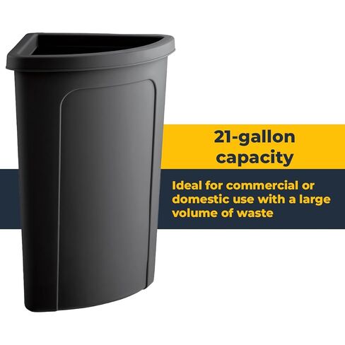 School Waste/Recycling Bin with Push Door Lid, 21 Gallon Corner Round Trash Can, Crack-Resistant, Commercial Durable Garbage Can, Reinforced Bottom, Ideal for Home, Kitchen, Bar, Hotel, Restaurant in Kuwait