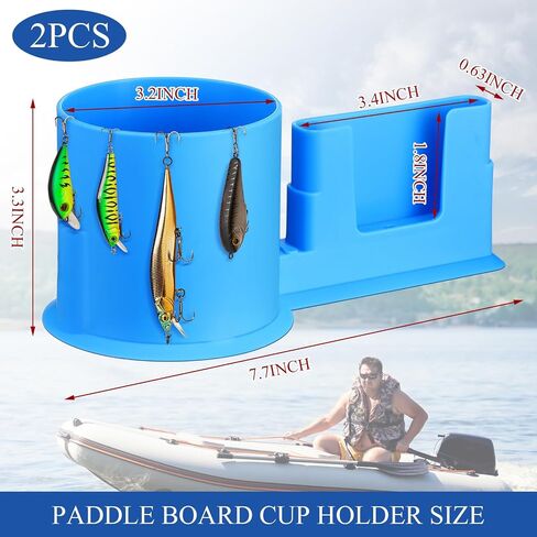 Soulchen 2 Pcs Paddle Board Cup Holder Kayak Cup Holder Paddle Board Accessories Stand up for Phone Drink Bottle Boat Fishing Tool Lures Storage Sup Surfboards Canoes Kayak Fishing Accessoires in Saudi Arabia