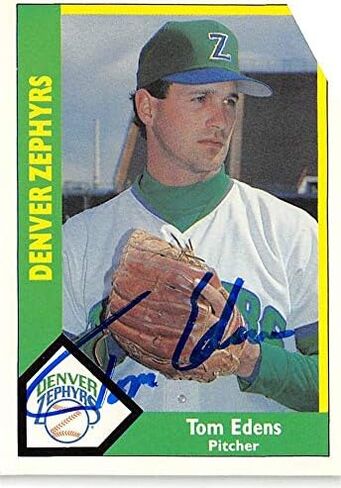 Tom Edens autographed Baseball Card (Denver Zephyrs, Brewers) 1990 CMC Minor League Rookie #29 - Baseball Slabbed Autographed Cards in Saudi Arabia