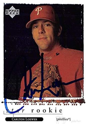 Carlton Loewer autographed Baseball Card (Philadelphia Phillies, SC) 1998 Upper Deck Star Rookie #596 - MLB Autographed Baseball Cards in Saudi Arabia