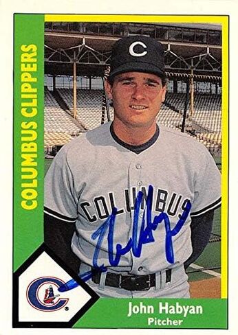 John Habyan autographed Baseball Card (Columbus Clippers, Yankees) 1990 CMC Minor League Rookie #203 - Baseball Slabbed Autographed Cards in Saudi Arabia