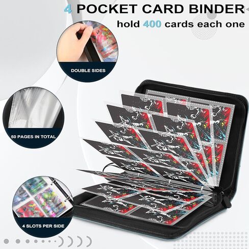 Baseball Card Binder, 4 Pockets Trading Card Holder Accessories, 400 Pocket Sports Card Binder for Yugioh, MTG and Other TCG,2023 Commemorative Edition Card storage Book (GRAY-X) in Saudi Arabia