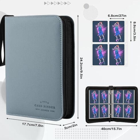 Baseball Card Binder, 4 Pockets Trading Card Holder Accessories, 400 Pocket Sports Card Binder for Yugioh, MTG and Other TCG,2023 Commemorative Edition Card storage Book (GRAY-X) in Saudi Arabia