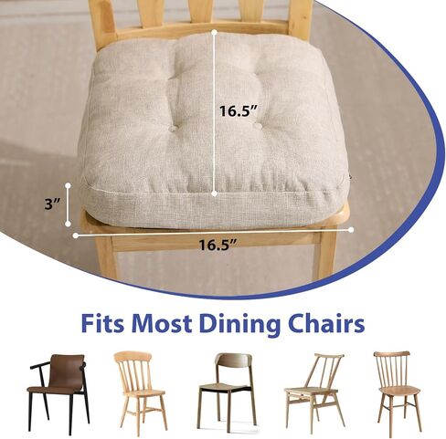 Chair Cushions, Memory Foam Dining Chair Cushions, Tufted Indoor Chair Pads, Set of 4, 16.5' x 16.5' x 3.5', Beige in Saudi Arabia
