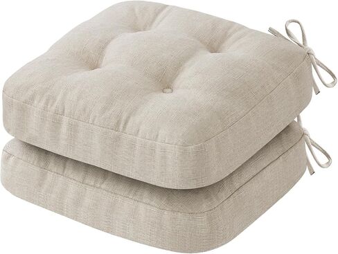 Chair Cushions, Memory Foam Dining Chair Cushions, Tufted Indoor Chair Pads, Set of 4, 16.5' x 16.5' x 3.5', Beige in Saudi Arabia