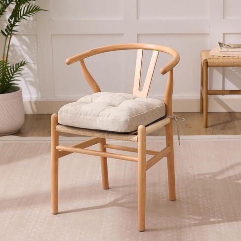 Chair Cushions, Memory Foam Dining Chair Cushions, Tufted Indoor Chair Pads, Set of 4, 16.5' x 16.5' x 3.5', Beige in Saudi Arabia