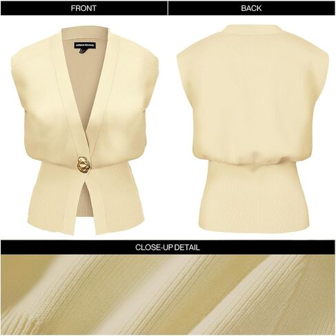 Women's Sweater Vest Sleeveless V-Neck Knit Tops Lightweight with Gold Leaf Button Down Cardigans in Saudi Arabia