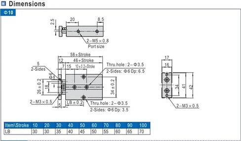 TDA10-70 أسطوانة ثنائية المحوبية TDA10*70 قضيب مزدوج TN10-70 المكونات الهوائية TN10*70 اسطوانة in Kuwait