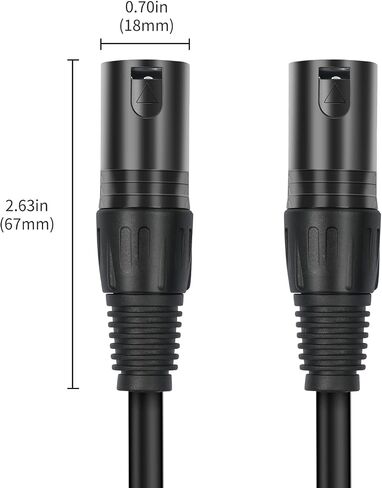2Pack 3 Pin XLR Male to Male Microphone Cables,6.6FT,Professional Balanced Audio Cable with Oxygen-Free Copper, Gold-Plated Connectors - for Studio, Stage, PA Systems in Kuwait