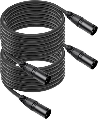 2Pack 3 Pin XLR Male to Male Microphone Cables,6.6FT,Professional Balanced Audio Cable with Oxygen-Free Copper, Gold-Plated Connectors - for Studio, Stage, PA Systems in Kuwait