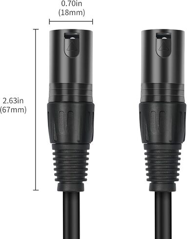 2Pack 3 Pin XLR Male to Male Microphone Cables,6.6FT,Professional Balanced Audio Cable with Oxygen-Free Copper, Gold-Plated Connectors - for Studio, Stage, PA Systems in Kuwait