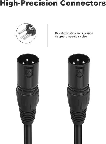 2Pack 3 Pin XLR Male to Male Microphone Cables,6.6FT,Professional Balanced Audio Cable with Oxygen-Free Copper, Gold-Plated Connectors - for Studio, Stage, PA Systems in Kuwait
