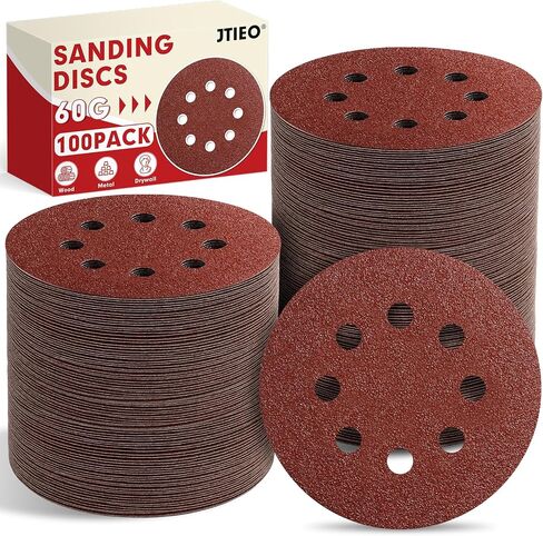 JTIEO 5 Inch Sanding Discs – 180 PCS Sandpaper Assortment for Orbital Sander Pads, Hook & Loop Sanding Pads, Round Sanding Disc Set for Random Orbital Sanders in Kuwait